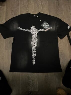 Men’s Black Graphic Tee HellStar with White Figure Print